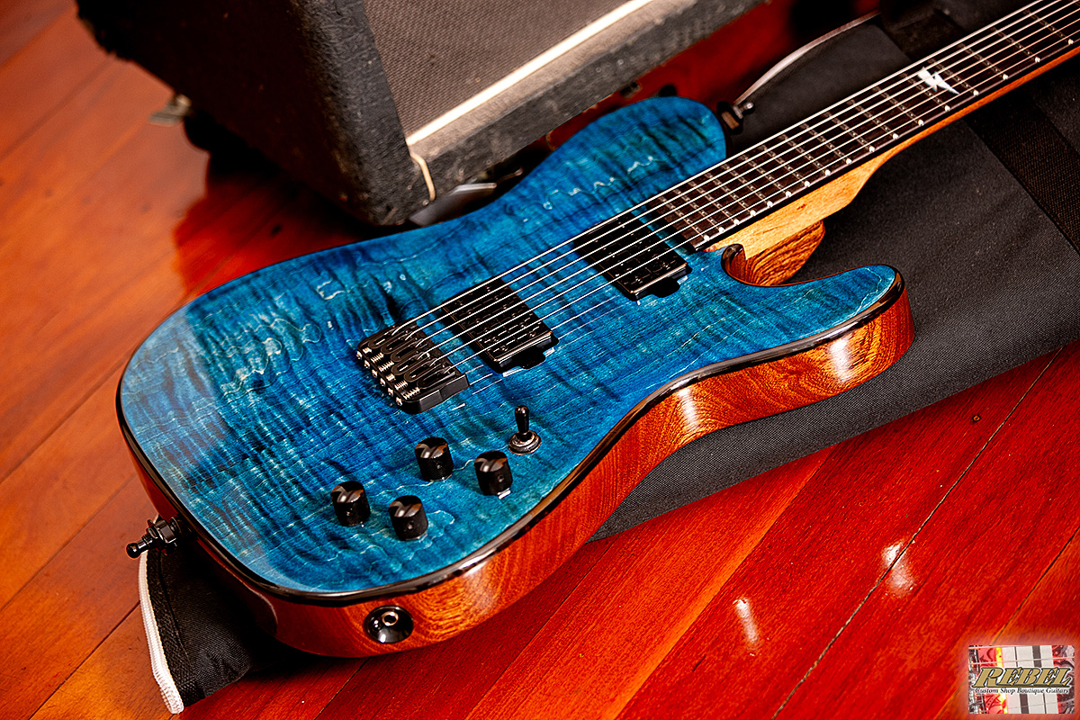 Rebel Custom Guitars Jean Genie - Figured Maple Denim Burst under High Gloss 2K - Image 13