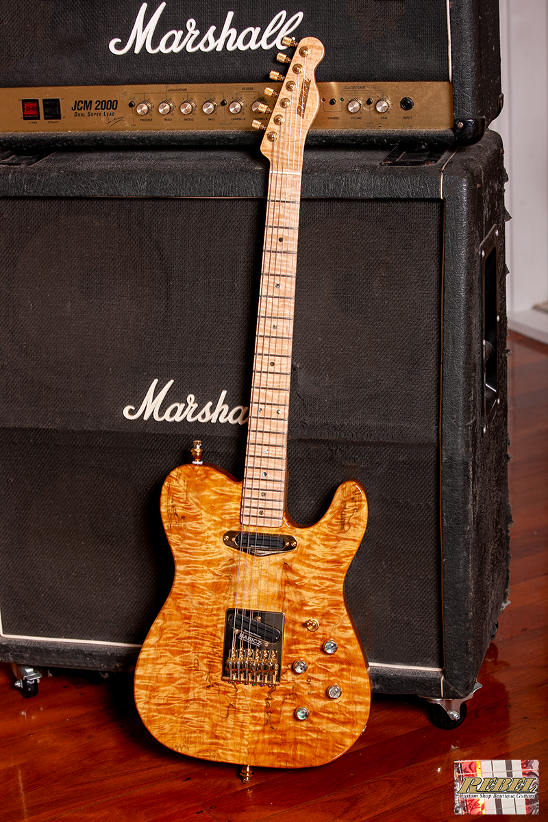 Rebel Custom Guitars Tele Shaped Body with Quilt Maple Top over American Red Alder. - Image 2