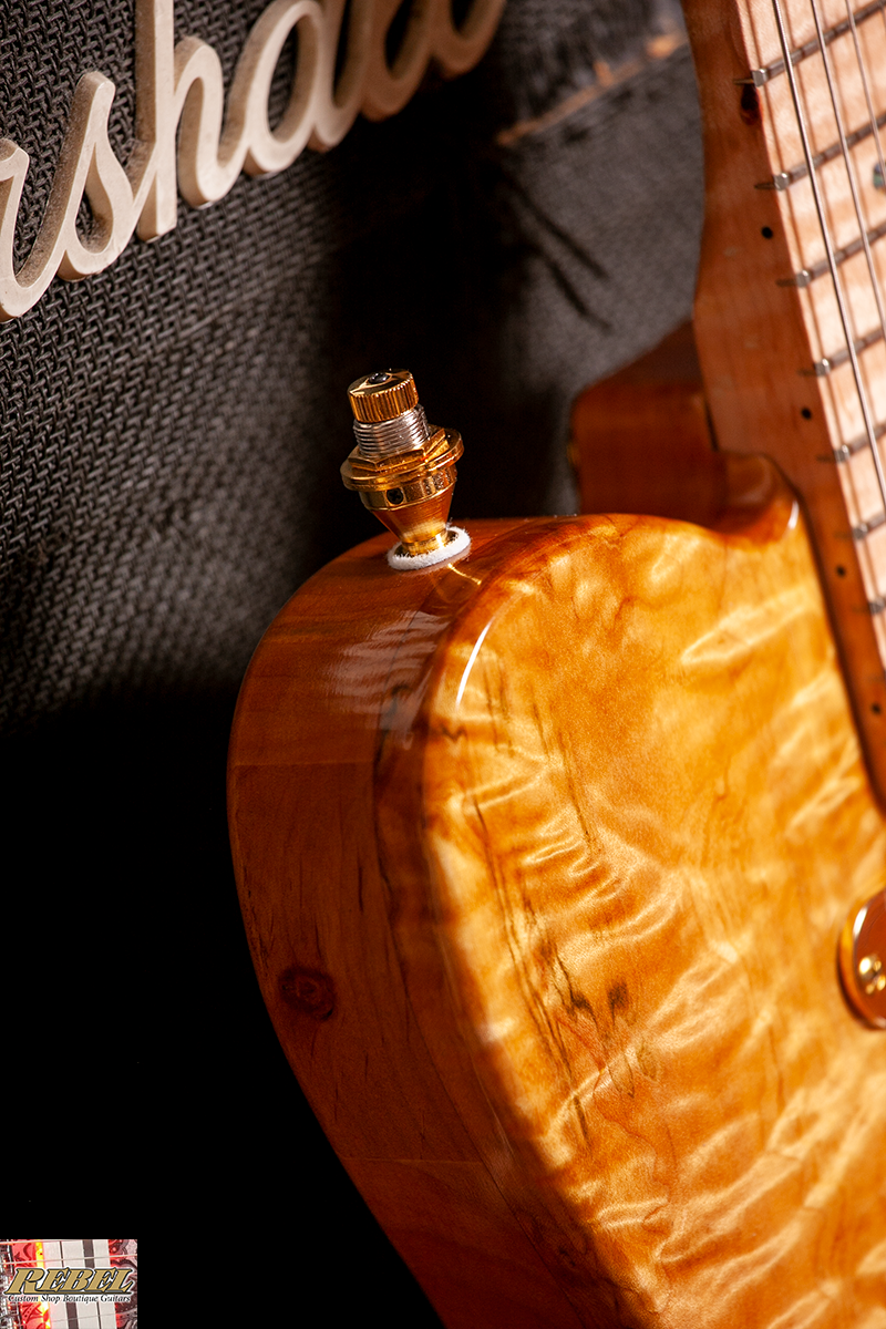 Rebel Custom Guitars Tele Shaped Body with Quilt Maple Top over American Red Alder. - Image 5