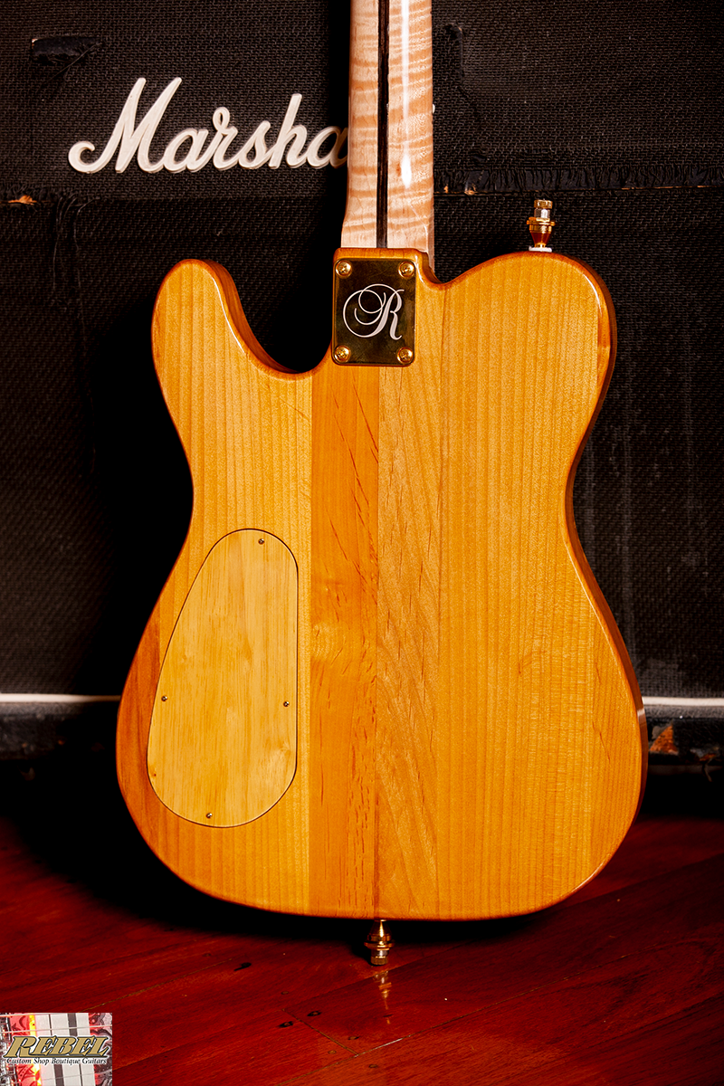 Rebel Custom Guitars Tele Shaped Body with Quilt Maple Top over American Red Alder. - Image 6