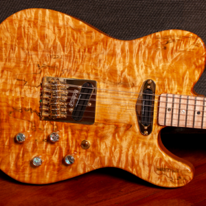 Rebel Custom Guitars Tele Shaped Body with Quilt Maple Top over American Red Alder.