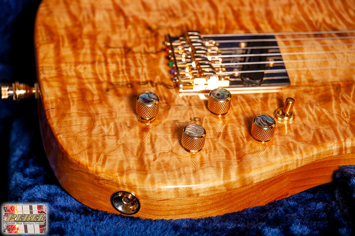 Rebel Custom Guitars Tele Shaped Body with Quilt Maple Top over American Red Alder. - Image 12