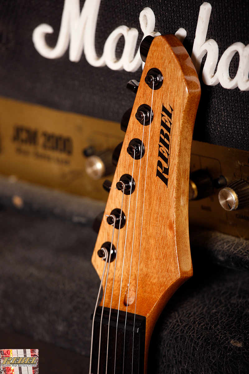 Rebel Custom Guitars Tele Shaped Body with Figured Walnut Top over Alder, Alpha-Omega Humbuckers - Image 3