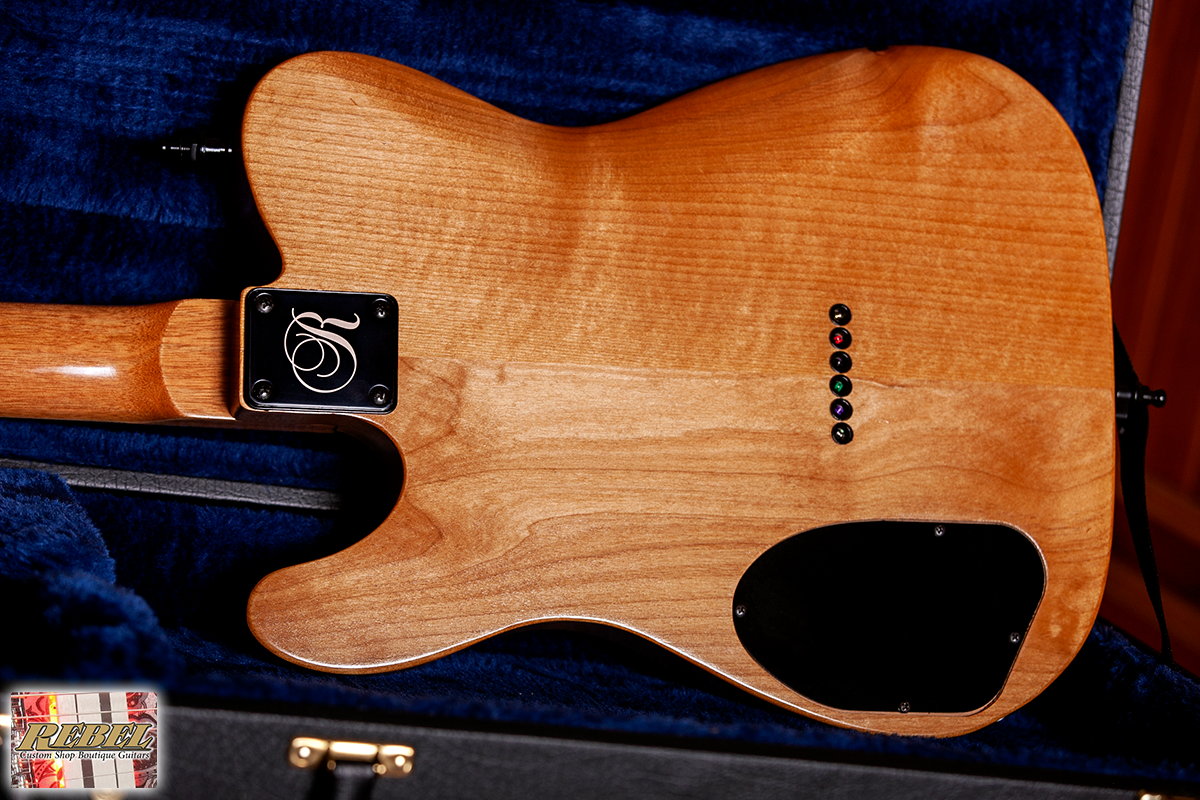 Rebel Custom Guitars Tele Shaped Body with Figured Walnut Top over Alder, Alpha-Omega Humbuckers - Image 12