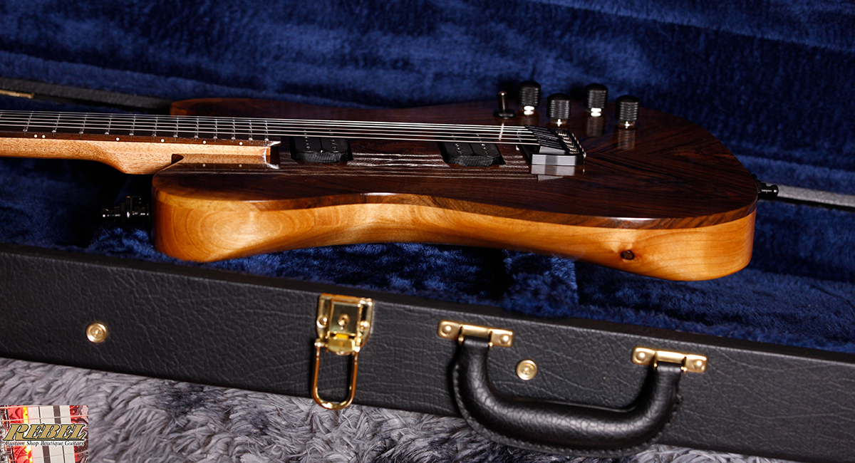 Rebel Custom Guitars Tele Shaped Body with Figured Walnut Top over Alder, Alpha-Omega Humbuckers - Image 13