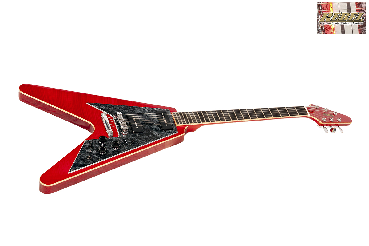 Rebel Custom Guitars V90 Hybrid Electric Guitar with P-90 Pickups by Dominger 2017 Cherry Red - Image 6