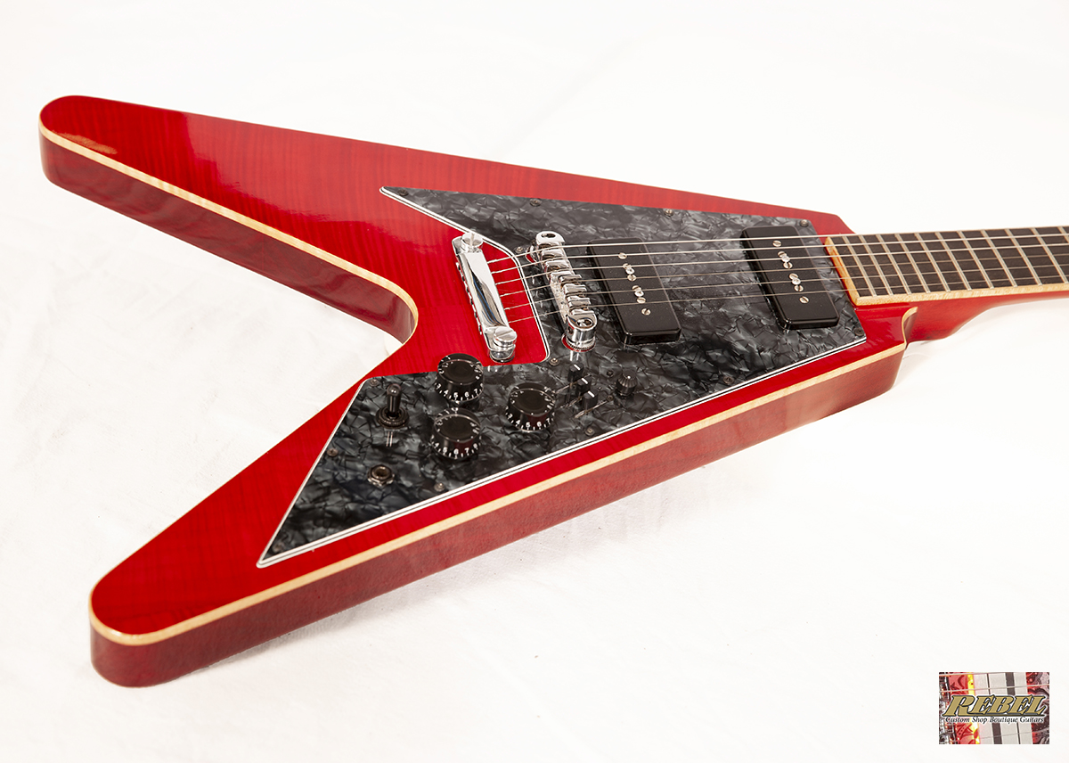 Rebel Custom Guitars V90 Hybrid Electric Guitar with P-90 Pickups by Dominger 2017 Cherry Red - Image 8