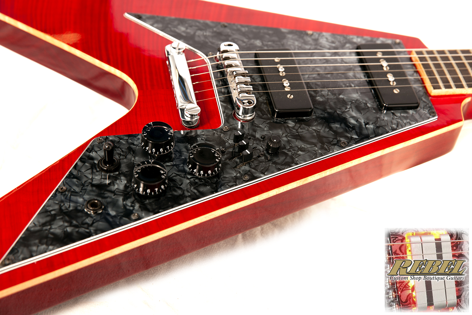 Rebel Custom Guitars V90 Hybrid Electric Guitar with P-90 Pickups by Dominger 2017 Cherry Red