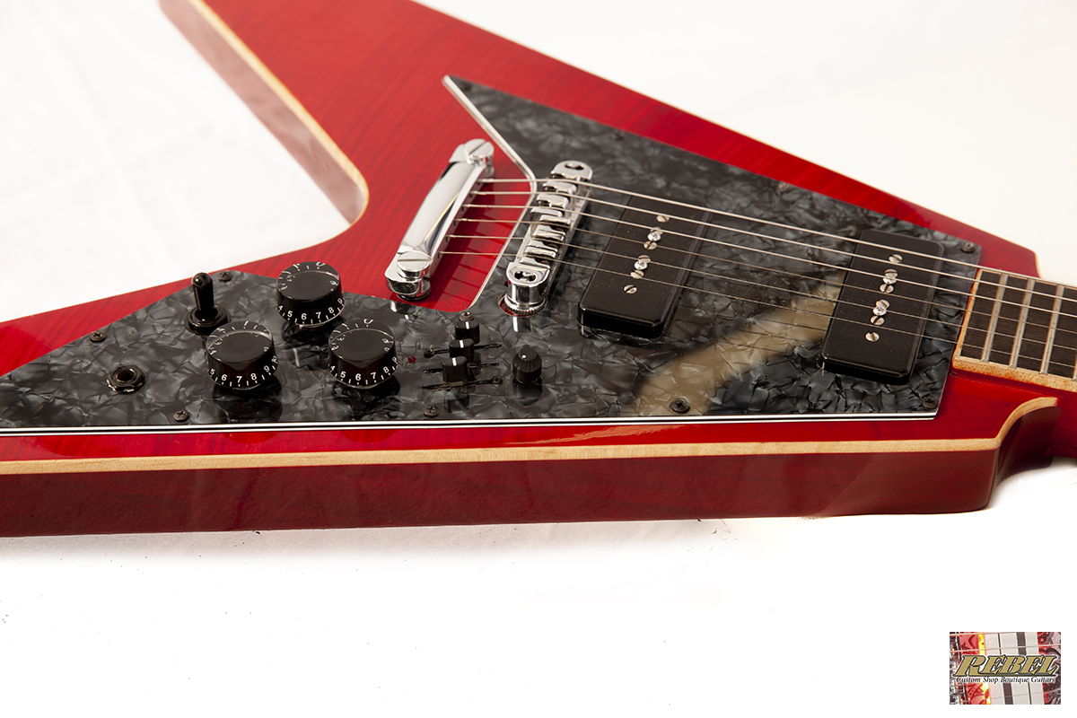 Rebel Custom Guitars V90 Hybrid Electric Guitar with P-90 Pickups by Dominger 2017 Cherry Red - Image 11